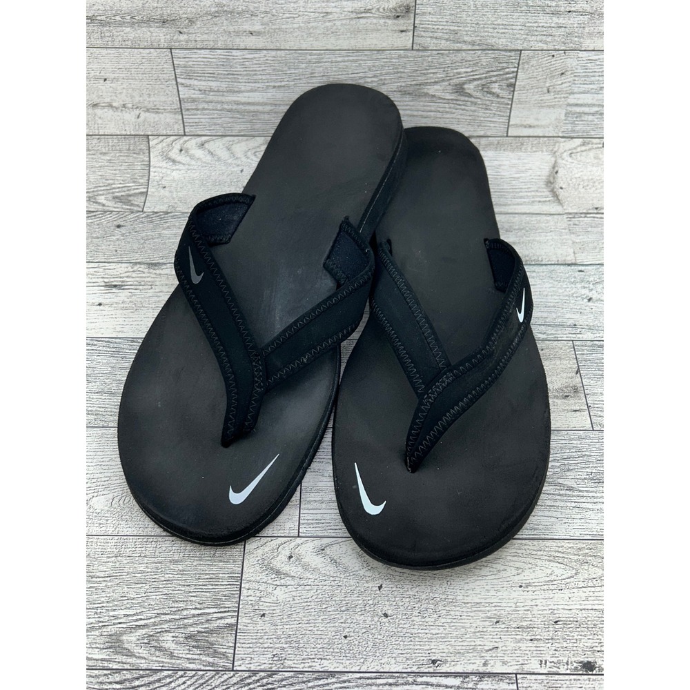 Nike‎ Ultra Comfort 3 Thong Black White Flip Flop Sandals 314870-011 Women Sz 9